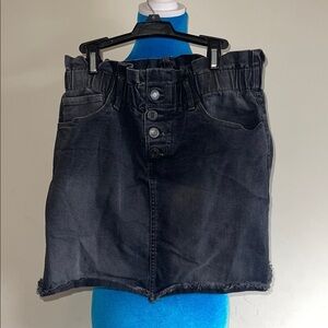 Black Denim Button-Up Skirt